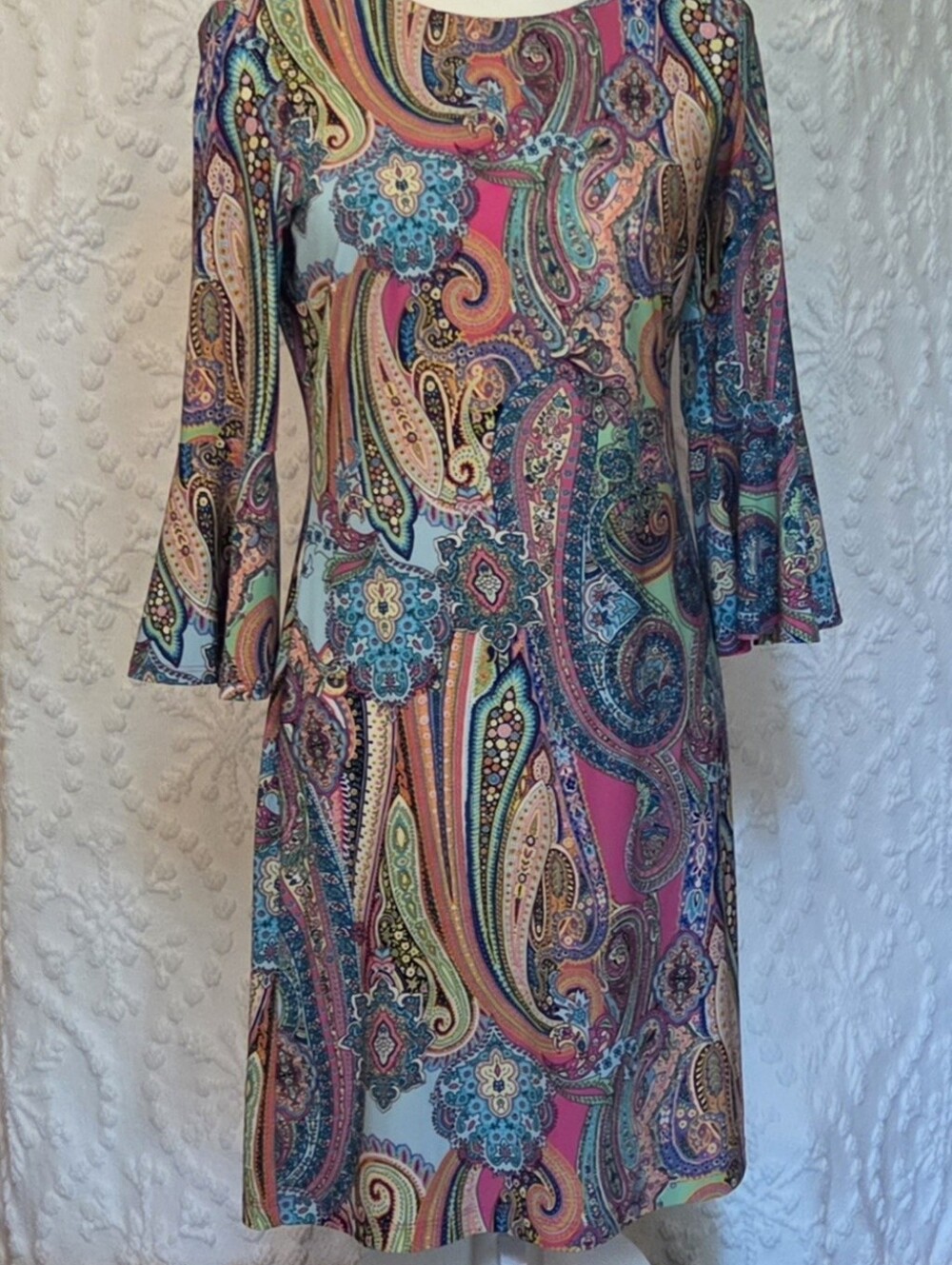 Tommy Hilfiger Multicolor Paisley Bell-Sleeve Dress